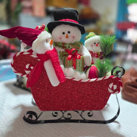 SUPP COLLINS CO SNOWMEN CHRISTMAS SLEIGH - Picture 1 of 6